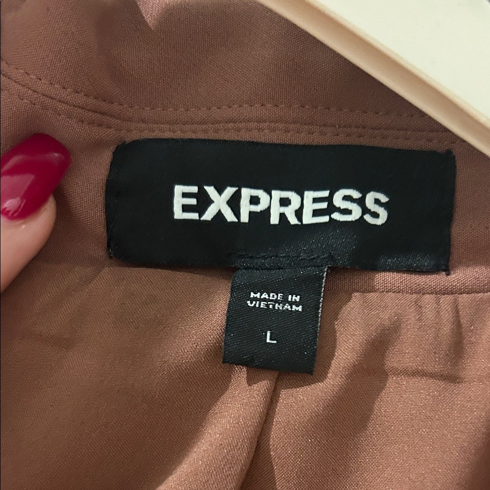 Express Women's Tan Blazer with Gold Buttons - Picture 2 of 3
